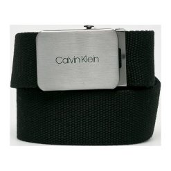 Calvin Klein - Pasek. Czarne paski męskie marki Calvin Klein, w paski, z poliesteru. Za 159,90 zł.