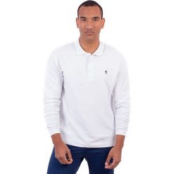 Koszulka polo w kolorze białym. Białe koszulki męskie Polo Club Men, m, z haftami, z bawełny, bez rękawów. W wyprzedaży za 109,95 zł.