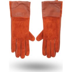 RĘKAWICZKI TWINSET. Pomarańczowe rękawiczki damskie Twinset, bez wzorów, ze skóry. Za 339,00 zł.