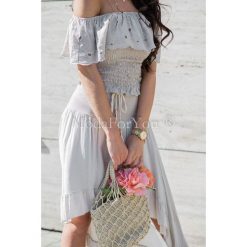 Bluzka Azalia Beige. Brązowe bluzki damskie Modaforyou, na lato, s, bez wzorów, z bawełny, z falbankami, bez rękawów. Za 79,00 zł.