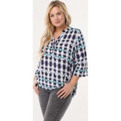 Granatowo-Zielona Koszula Appeasatory. Niebieskie bluzki damskie Born2be, xl, bez wzorów, bez kołnierzyka, bez rękawów. Za 49,99 zł.
