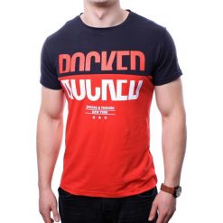 Koszulka męska t-shirt czerwony Recea. Czerwone koszulki męskie Recea, xl, z nadrukiem, z bawełny, klasyczne, bez kołnierzyka. Za 39,99 zł.