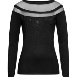 Sweter ze sztrasami bonprix czarny. Czarne swetry damskie bonprix, bez wzorów, bez rękawów, bez kaptura. Za 134,99 zł.