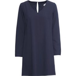 Sukienka szmizjerka bonprix ciemnoniebieski. Niebieskie sukienki damskie bonprix, bez wzorów, bez kołnierzyka, bez rękawów, szmizjerki. Za 89,99 zł.