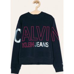 Calvin Klein Jeans - Bluza dziecięca 140-176 cm. Niebieskie bluzy dziewczęce z nadrukiem, z elastanu. Za 299,90 zł.