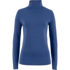 Shirt ze stretchem i golfem, długi rękaw bonprix kobaltowy. Niebieskie koszulki damskie bonprix, bez wzorów, z golfem. Za 44,99 zł.