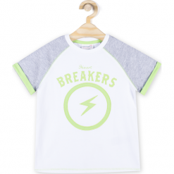 Koszulka. Białe t-shirty chłopięce BREAKERS, z aplikacjami, z elastanu, z krótkim rękawem. Za 24,90 zł.