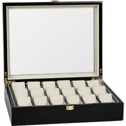 Zegarki męskie: Pudełko w kolorze czarnym na zegarki – 37,1 x 9,9 x 29,5 cm