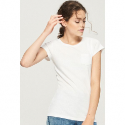 Bawełniany t-shirt basic - Biały. Białe t-shirty damskie Sinsay, l, z bawełny. Za 14,99 zł.