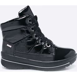 Caprice - Botki. Czarne buty zimowe damskie marki Caprice, z materiału, na obcasie. W wyprzedaży za 239,90 zł.