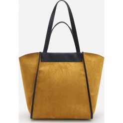Musztardowa torba shopper - Zielony. Zielone torby damskie na zakupy Reserved, bez wzorów, bez dodatków. Za 129,99 zł.