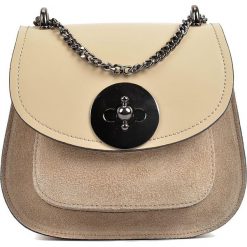 Torebki klasyczne damskie: Skórzana torebka w kolorze beżowym – 16,5 x 19 x 10 cm