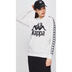 Kappa - Bluza. Białe bluzy damskie Kappa, s, z nadrukiem, z bawełny, bez rękawów, z kapturem. W wyprzedaży za 159,90 zł.