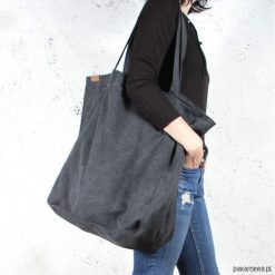 Big Lazy bag torba czarna na zamek / vegan / eco. Szare torebki klasyczne damskie marki Natec, z poliesteru. Za 185,00 zł.