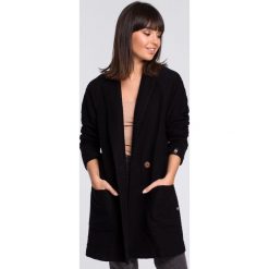 Długi żakiet bawełniany z kieszeniami czarny - 2xl/3xl. Czarne żakiety damskie e-margeritka.pl, s, bez wzorów, z bawełny. Za 184,99 zł.