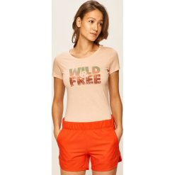 Columbia - T-shirt. Szare bluzki damskie Columbia, s, z nadrukiem, z bawełny, z okrągłym kołnierzem. Za 99,90 zł.