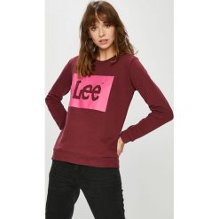 Lee - Bluza. Brązowe bluzy z nadrukiem damskie marki Lee, l, z bawełny, bez kaptura. Za 219,90 zł.