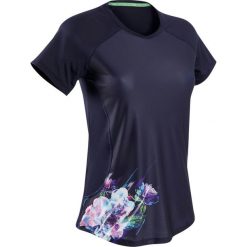 Koszulka fitness krótki rękaw 521 damska. Niebieskie t-shirty damskie DOMYOS, bez wzorów, z elastanu, bez kołnierzyka. Za 39,99 zł.