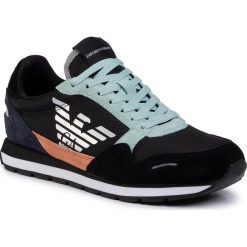 Sneakersy EMPORIO ARMANI - X3X058 XL481 R530 Blk/Light Green/Blk. Czarne półbuty damskie Emporio Armani, ze skóry. W wyprzedaży za 449,00 zł.