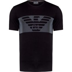 T-shirt EA7 EMPORIO ARMANI. Czarne t-shirty męskie EA7 Emporio Armani, z nadrukiem, z tkaniny, z okrągłym kołnierzem. W wyprzedaży za 204,00 zł.