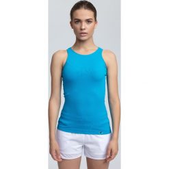 Top damski TSD301 - błękit turkusowy. Niebieskie topy damskie marki 4f, z materiału. W wyprzedaży za 29,99 zł.