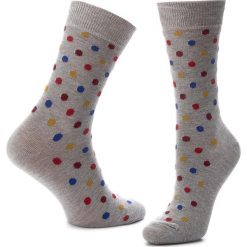 Skarpety Wysokie Unisex HAPPY SOCKS - DOT01-9002 Szary. Szare skarpetki damskie Happy Socks, bez wzorów, z elastanu. Za 34,90 zł.