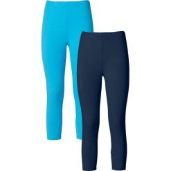 Legginsy rybaczki (2 pary) bonprix ciemnoniebieski + turkusowy. Niebieskie spodnie damskie bonprix, bez wzorów. Za 55,98 zł.