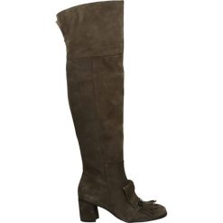 Kozaki - 6461 CAM TAUP. Brązowe buty zimowe damskie marki Kazar, ze skóry, przed kolano, na wysokim obcasie. Za 339,00 zł.