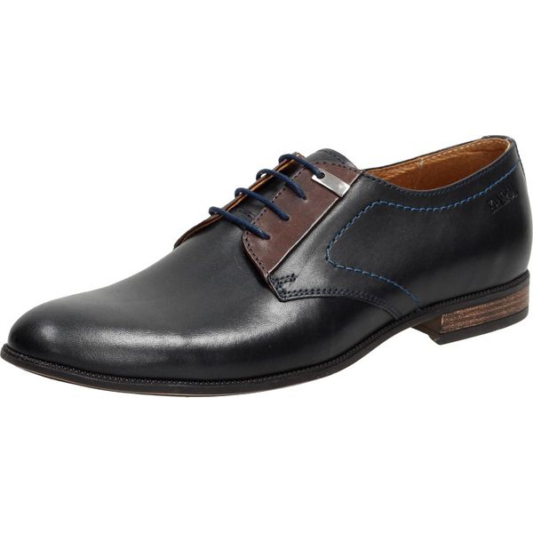 Granatowe POLSKIE półbuty męskie KamPol 331. Niebieskie półbuty męskie KamPol, bez wzorów, ze skóry, bez zapięcia. W wyprzedaży za 199,00 zł.