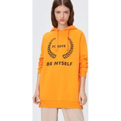 Bluza z kapturem - Pomarańczowy. Pomarańczowe bluzy damskie Sinsay, s, bez wzorów, bez rękawów, z kapturem. Za 79,99 zł.