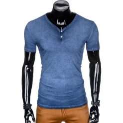 T-shirty męskie: T-SHIRT MĘSKI BEZ NADRUKU S894 - GRANATOWY