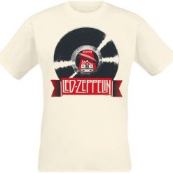 Led Zeppelin Mothership Record T-Shirt piaskowy. Białe koszulki męskie marki Led Zeppelin, l, bez wzorów, bez kołnierzyka. Za 74,90 zł.
