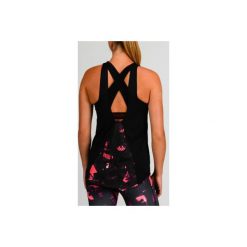 Top fitness kardio 500 damski. Czarne topy damskie DOMYOS, l, bez wzorów, z elastanu, bez kołnierzyka. Za 74,99 zł.