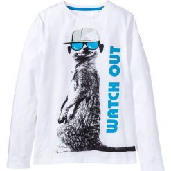 Shirt chłopięcy z długim rękawem i nadrukiem bonprix biały. Białe t-shirty chłopięce bonprix, z nadrukiem. Za 29,99 zł.