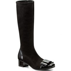 Buty zimowe damskie: Kozaki SAGAN – 1926/1 Czarna Lycra/Czarny Lakier