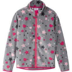 Lekka bluza rozpinana z polaru bonprix szary. Szare bluzy dziewczęce bonprix, z aplikacjami, z polaru, bez rękawów, bez kaptura. Za 54,99 zł.