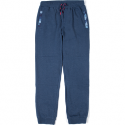 Spodnie. Niebieskie spodnie chłopięce marki JAPAN FOREVER, z nadrukiem, z bawełny. Za 39,90 zł.