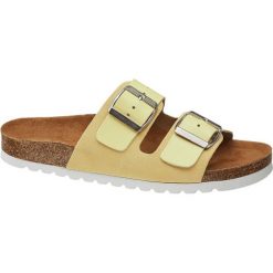 Klapki damskie Vero Moda żółte. Żółte klapki damskie Vero Moda, bez wzorów, ze skóry, bez obcasa. Za 111,00 zł.