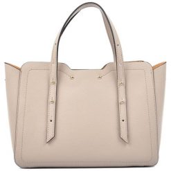 Torebki klasyczne damskie: Skórzana torebka w kolorze fango – (S)22 x (W)31 x (G)10 cm