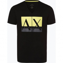 Armani Exchange - T-shirt męski, czarny. Czarne t-shirty męskie z nadrukiem marki Armani Exchange, l, z materiału, z kapturem. Za 149,95 zł.
