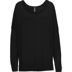 Sweter dzianinowy oversize bonprix czarny. Czarne swetry damskie bonprix, bez wzorów, z dzianiny, z długim rękawem, długie, bez kaptura. Za 74,99 zł.
