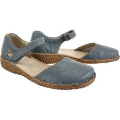 RIEKER M0969-13 blue, półbuty/sandały damskie. Niebieskie sandały damskie Rieker, bez wzorów, ze skóry, bez obcasa, bez zapięcia. Za 249,90 zł.