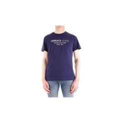T-shirty z krótkim rękawem Versace Jeans B3GTB73E36598. Niebieskie t-shirty męskie Versace Jeans, xs, bez wzorów, z jeansu, bez kołnierzyka, krótkie. Za 363,17 zł.