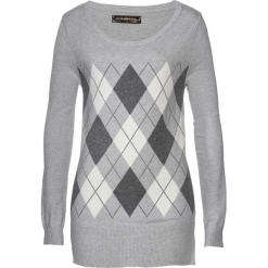 Sweter bonprix szary melanż. Szare swetry damskie bonprix, bez wzorów, klasyczne, bez rękawów, bez kaptura. Za 109,99 zł.