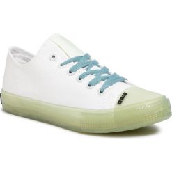 Trampki BIG STAR - FF274256 White/Green. Białe półbuty damskie BIG STAR, bez wzorów, z gumy, bez zapięcia. Za 129,00 zł.