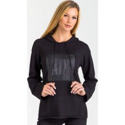 BLUZA Armani Exchange. Czarne bluzy damskie Armani Exchange, s, z aplikacjami, bez rękawów, z kapturem. Za 371,40 zł.