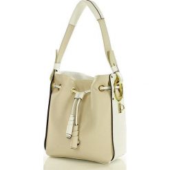 Torebka italian bag skóra MAZZINI - Daria beż z białym. Białe torebki klasyczne damskie marki MAZZINI, bez wzorów, ze skóry, street, bez dodatków. Za 319,00 zł.