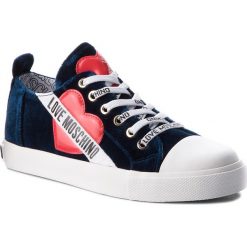 Trampki LOVE MOSCHINO - JA15013G16IF075A Blu. Niebieskie półbuty damskie Love Moschino, z aplikacjami, z gumy, bez zapięcia. W wyprzedaży za 429,00 zł.