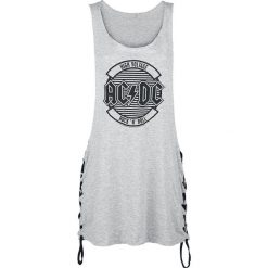AC/DC Logo Circle Top damski odcienie szarego. Szare bluzki damskie marki AC/DC, l, z napisami, klasyczne, z klasycznym kołnierzykiem, z długim rękawem. Za 74,90 zł.