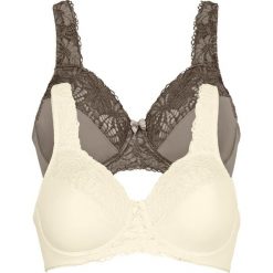 Biustonosz "minimizer" (2 szt.) bonprix w kolorze szampana + brunatny. Brązowe biustonosze bonprix, bez wzorów. Za 75,98 zł.